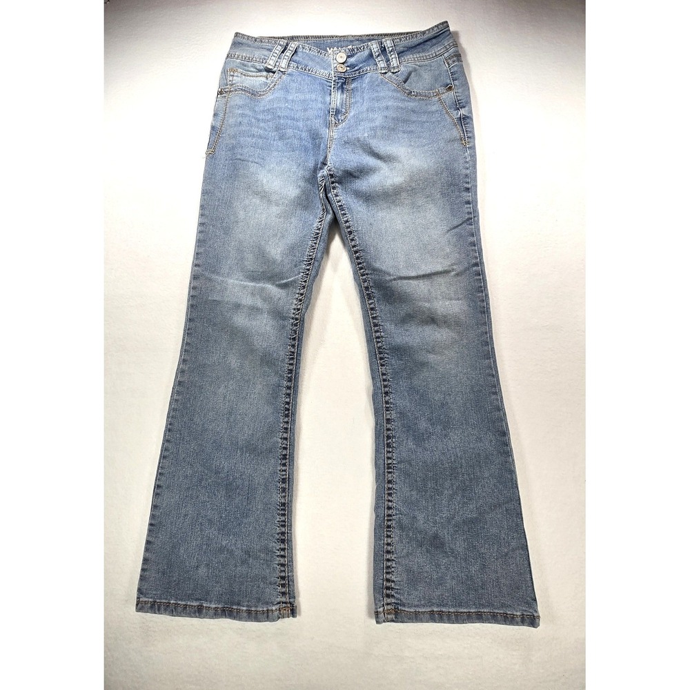 WallFlower Luscious Curvy Fit Bootcut Jeans Light Wash Blue Size 9 Short